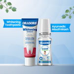 Load image into Gallery viewer, Orasore Whitening Duo | nHAp Toothpaste 100g &amp; Clear Mouthwash 100ml | Peroxide-Free | Refreshing, Reduces Sensitivity &amp; Whitens Teeth | No Color &amp; No Alcohol | Free Bamboo Toothbrush
