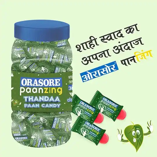 Orasore PaanZing 250 Candy Jar | Ultimate Mouth Freshener with Cooling Menthol Infused with Paan | Thanda Paan with Full Desi Magic | Approved by Paan Experts