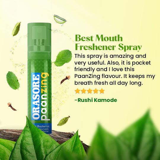 PaanZing Instant Mouth Freshener Spray by Orasore | Paan, Aloe Vera, Pudina, Peppermint, Cinnamon, Clove & Elaichi | Anti Bacterial & Long Lasting, Germ-free Blend(Pack of 2)