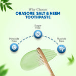 Load image into Gallery viewer, Salt &amp; Neem Mint Freshening Combo | Orasore Salt &amp; Neem Toothpaste 100g with Free Bamboo Toothbrush &amp; Instant Mouth Freshener Spray 15g| Mint Cool Breath Freshener with Zero Calories
