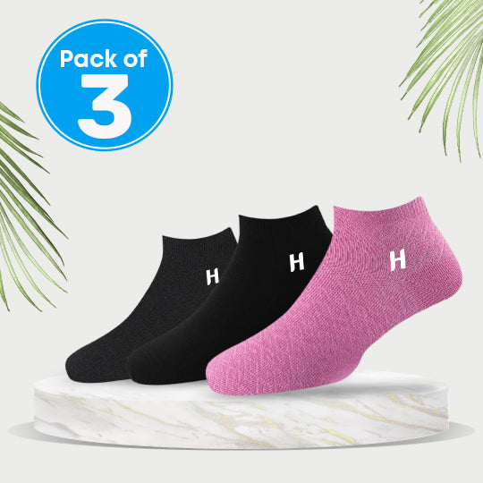 Heelmate Ankle Length Socks | Breathable, Soft & Sustainable Fabric | Ultimate Comfort &amp; Moisture Retention | Daily Wear & Sporty | Pack of 3