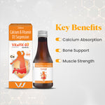 Load image into Gallery viewer, VitalFit D3 Suspension | Essential Calcium &amp; Vitamin D Support for Bone Health &amp; Immune System | Useful in Osteoporosis &amp; Fractures | 200ml Liquid(Pack of 2)
