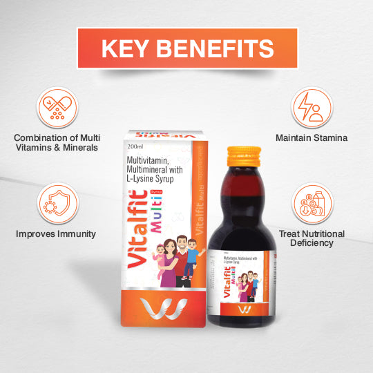 Vitalfit Multi Syrup | Boost Immunity | Power House of Multi-Vitamins, Multi-Minerals, Antioxidant | 200ml Bottle|(Pack of 2)