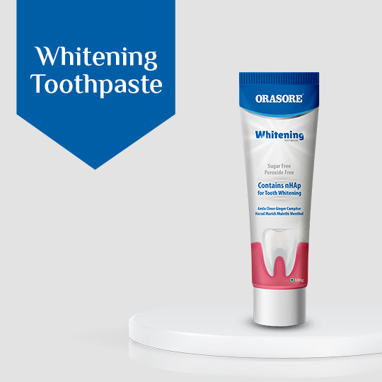 Orasore Whitening Toothpaste 100gm with nHAp & Free Bamboo Brush | Peroxide-Free | Enamel Remineralizer | Natural Extracts to Reduce Sensitivity, Fight Cavities & Remove Gum Diseases (Pack of 1)