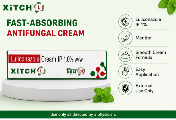 XiTCH L Luliconazole Cream IP 1% w/w | Antifungal Cream with Menthol | 15g | Prescription Medicine | External Use Only