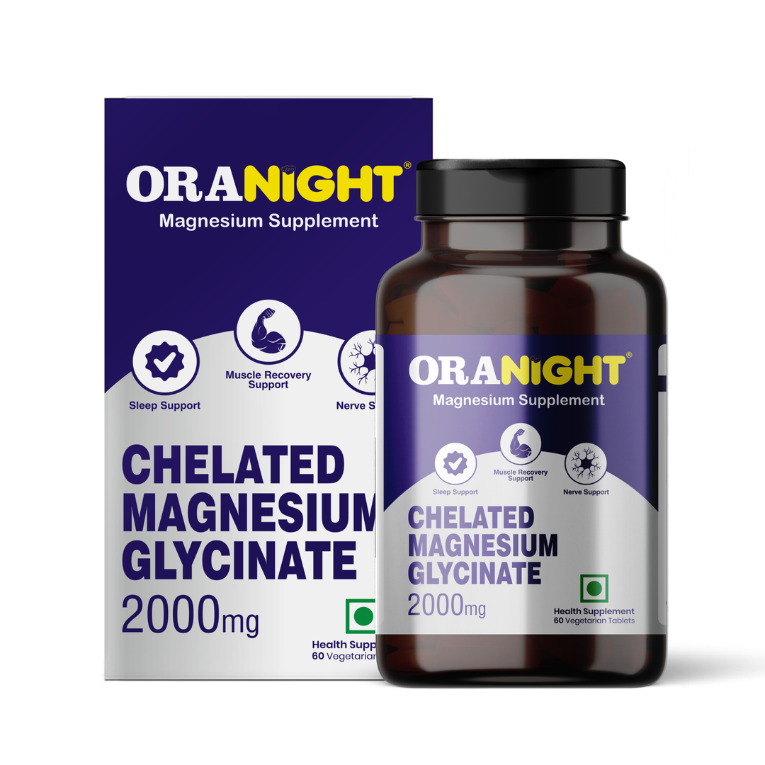 OraNight Magnesium Glycinate 2000mg Tablets | Chelated Magnesium Supplement | Supports Sleep, Muscle Recovery & Nerve Health | High Absorption Formula | 60 Vegetarian Tablets