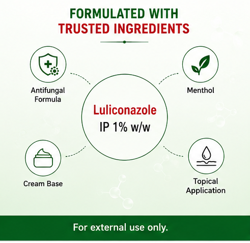 XiTCH L Luliconazole Cream IP 1% w/w | Antifungal Cream with Menthol | 15g | Prescription Medicine | External Use Only