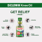 Load image into Gallery viewer, DiCLOWiN Knee Oil (150ml) | 25% Extra | Provides Joint, Knee, Ortho Pain &amp; Arthritis Relief with Deep Penetrating Action for Lasting Comfort &amp; Mobility | Blend of Science &amp; Ayurveda | Unique Bottle, Non-Greasy Oil, Effective, Rich Aroma
