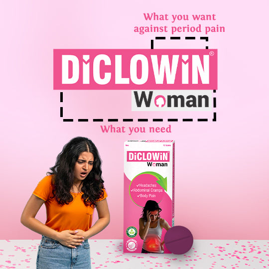 Diclowin Woman Tablets | Fast &amp; Effective Relief for Period Cramps, Headaches &amp; Body Pain | Plant-Based Hyoscine Formula | 10 Tablets(Pack of 2)