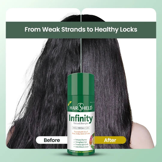 Hairshield Infinity Natural Shampoo | 30ml + FREE 3ml Hair Oil Sachet | Infused with Olive, Argan, Chamomile, Aloe Vera & Macadamia Oils | pH 5.5 | Paraben-Free | Pack of 2