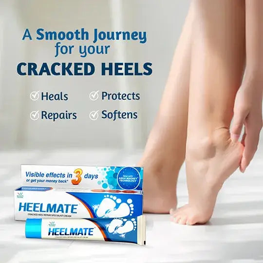 Heelmate Daily Foot Care Combo | Cracked Heel Repair Cream Pack of 1 with Ankle Length Socks (Pink) | Deep Moisture & Soothing Care for Dry Heels | Feather-Touch Socks Included