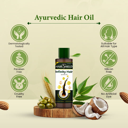 Hairshield Infinity Hair Ayurvedic Oil with 21 Herbs including Bhringraj, Henna, Amla, Neem | 8 Natural Oils | Promotes Hair Growth, Stops Hairfall, Reduces Breakage & Split Ends, Removes Dandruff | 100ml(Pack of 2)