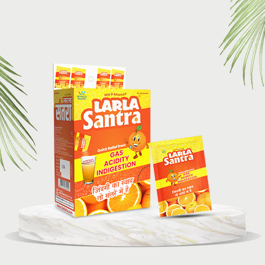 Larla Santra Instant Relief Sachets | Quick Relief from Gas, Acidity & Indigestion | Orange Flavour Ayurvedic Solution | Pack of 30 x 5g Sachets (30 Sachet, Orange)