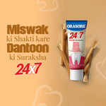 Load image into Gallery viewer, Orasore 24x7 Miswak Duo | Natural Toothpaste 100g &amp; Clear Mouthwash 100ml |  Fights 7 Dental Problems &amp; Prevents Bad Breath | Zero Color &amp; Zero Alcohol Mouthwash | Free Bamboo Toothbrush
