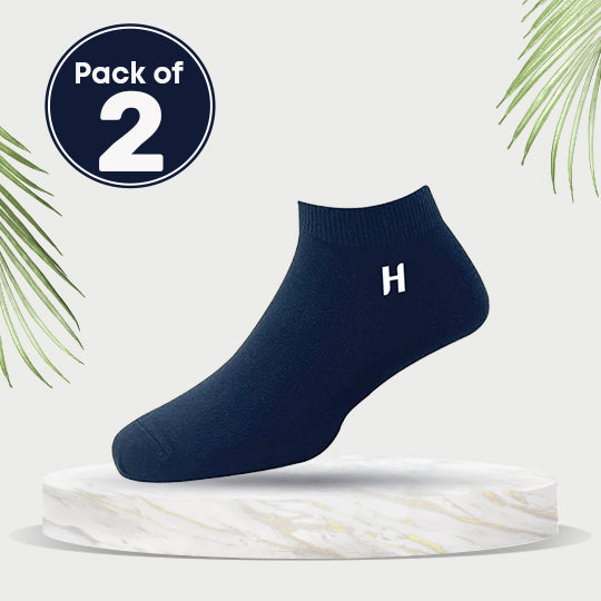 Heelmate Ankle Length Socks Blue | Breathable, Soft & Sustainable Fabric | Ultimate Comfort &amp; Moisture Retention | Daily Wear & Sporty | Pack of 2