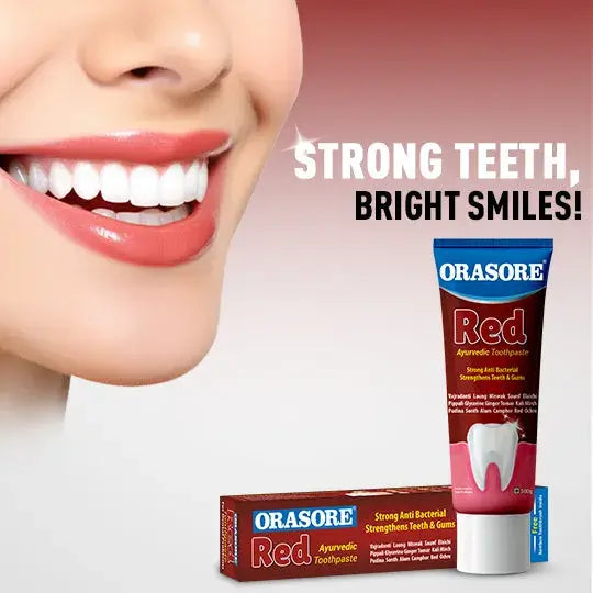 Orasore 4-in-1 Ultimate Dental Care Pack | Red Ayurvedic, Whitening, Salt &amp; Neem, 24x7 Miswak Toothpastes | Free Bamboo Toothbrush | 4 x 100g