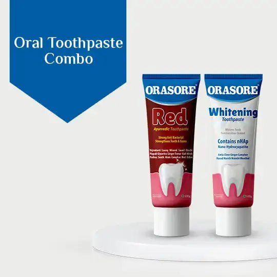 Orasore Toothpaste Combo | nHAp Whitening Toothpaste 100g + Ayurvedic Red Toothpaste 100g