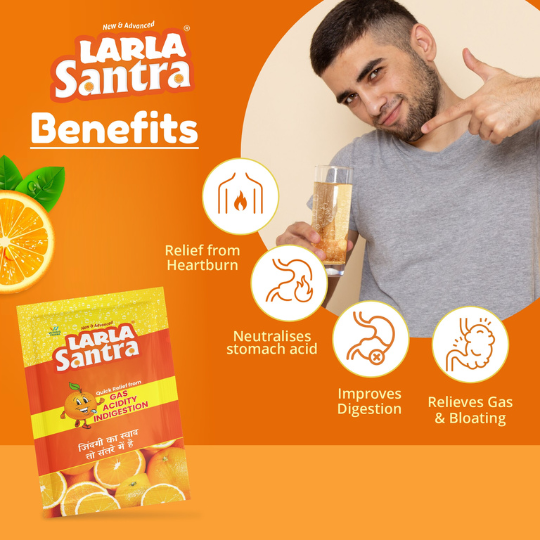 Larla Super 6 Combo Pack | Natural Digestive Powder | Quick Relief from Gas, Acidity & Indigestion | Santra, Nimbu & Imli Each Flavour 6 x 5g Sachets | Tasty & Effective | (Pack of 3)