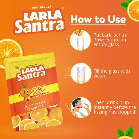 Larla Super 6 Combo Pack | Natural Digestive Powder | Quick Relief from Gas, Acidity & Indigestion | Santra & Nimbu Flavour Each 6 x 5g Sachets | Tasty & Effective | (Pack of 2)