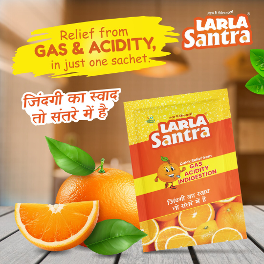 Larla Super 6 Combo Pack | Natural Digestive Powder | Quick Relief from Gas, Acidity & Indigestion | Jeera & Santra Each 6 x 5g Sachets | Tasty & Effective | (Pack of 2)