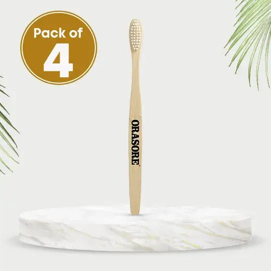 Orasore Bamboo Toothbrush Pack of 4 | Eco-Friendly, Biodegradable, Soft Bristles | Sustainable Oral Hygiene