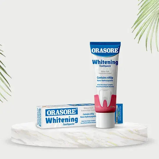 Orasore Whitening Toothpaste 100gm with nHAp & Free Bamboo Brush | Peroxide-Free | Enamel Remineralizer | Natural Extracts to Reduce Sensitivity, Fight Cavities & Remove Gum Diseases (Pack of 1)