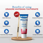 Load image into Gallery viewer, Orasore Whitening Toothpaste 100gm with nHAp &amp; Free Bamboo Brush | Peroxide-Free | Enamel Remineralizer | Natural Extracts to Reduce Sensitivity, Fight Cavities &amp; Remove Gum Diseases (Pack of 1)
