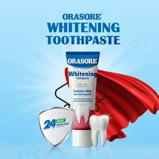 Orasore Whitening Toothpaste 100gm with nHAp & Free Bamboo Brush | Peroxide-Free | Enamel Remineralizer | Natural Extracts to Reduce Sensitivity, Fight Cavities & Remove Gum Diseases (Pack of 1)